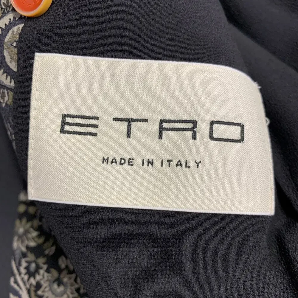 ETRO Size 42 Giacche Black Beaded Wool Notch Lapel Sport Coat